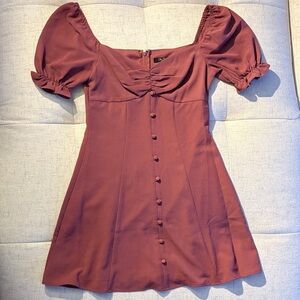 Mauve Puff Sleeve Mini Dress